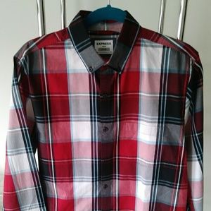 Express fitted mens shirt size M red black white